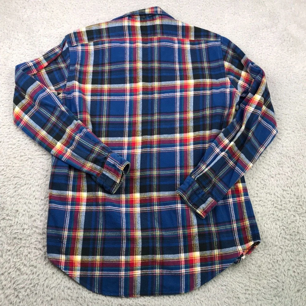 Polo Ralph Lauren Shirt Mens M Blue Plaid Flannel Button Up Pocket Long Sleeve